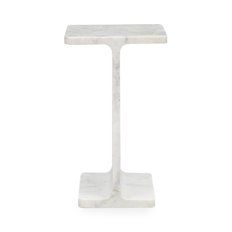 Delaney Marble End Table, White