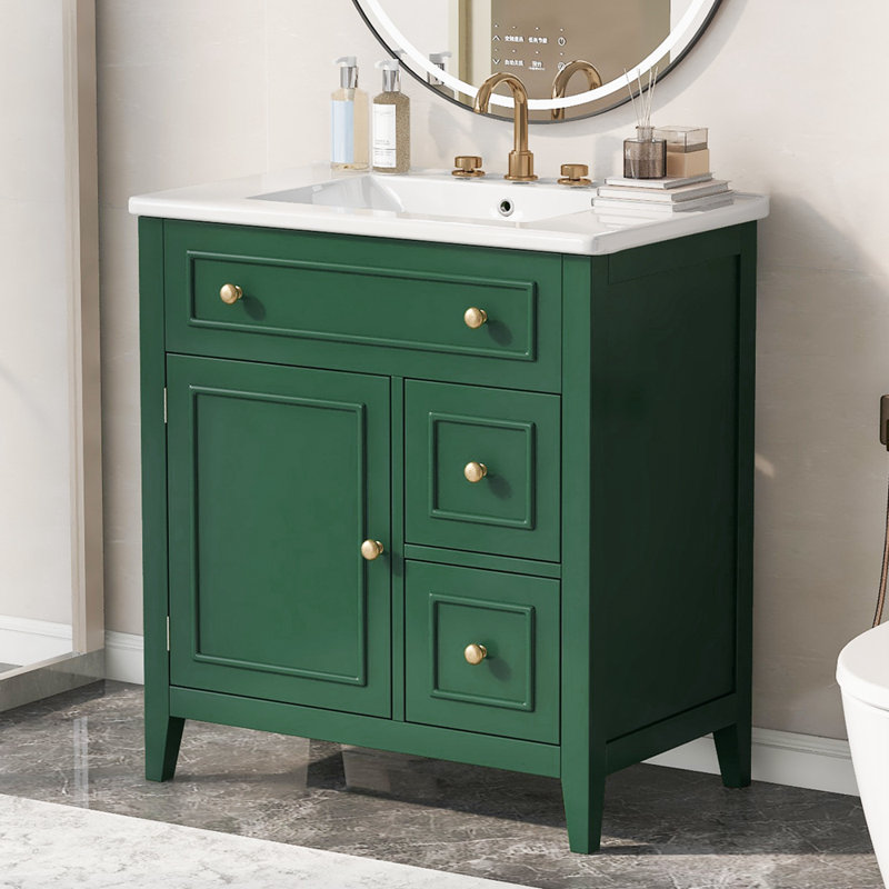 Meuble-lavabo 30 po avec comptoir d'évier, meuble-lavabo, Vert