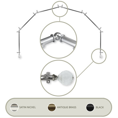 Mariann Adjustable Bay Window Single Curtain Rod