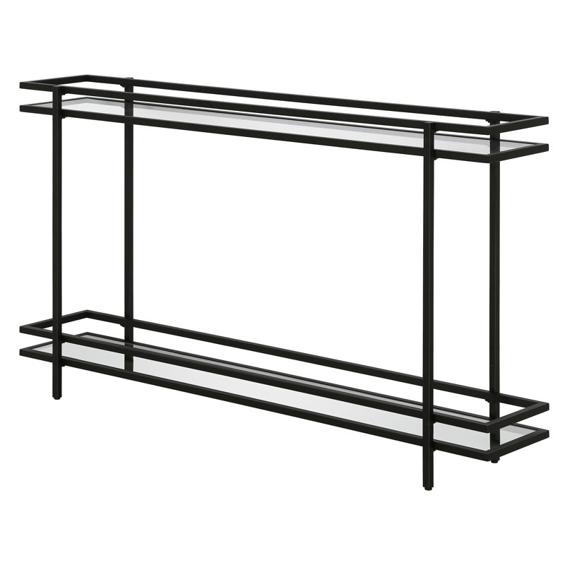 132.1cm Glass Top Console Table, Black
