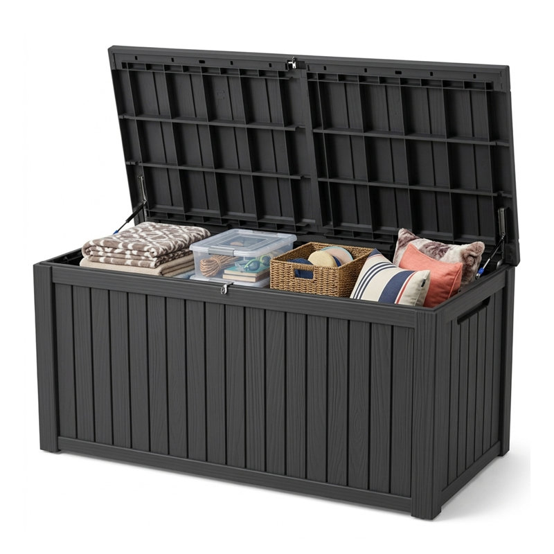 PawsomePad 200 gallons Boîte de rangement en résine noire pour l'extérieur intérieur, Noir