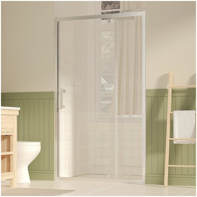 41-43" W ×72" H Pivot Shower Door, 1/4"(6mm) SGCC Clear Tempered Glass Shower Door with Explosion Film, Nano Easy-Clean Coating, Reversible Installation, Brushed Nickel