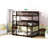 Twin Size Triple Rubber Wood Bunk Bed, With Ladders, Guardrails Detachable Bunk Bed, Twin Over Twin Over Twin,Espresso-1204218321