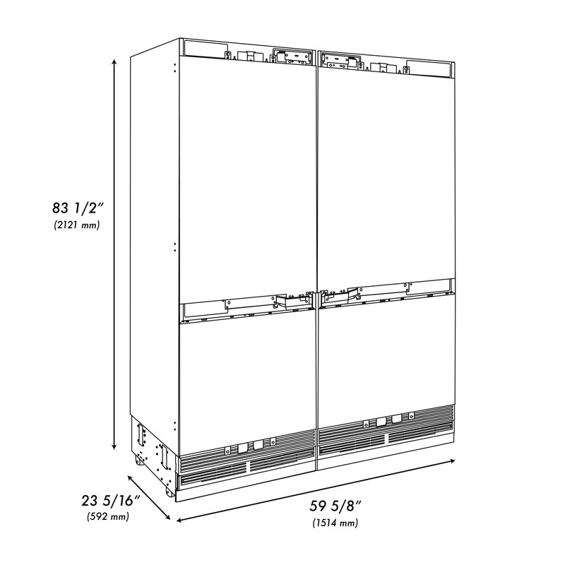 ZLINE 60 in. Panel Ready Built-In Refrigerator with Water Dispensers and Ice Makers, Bronze