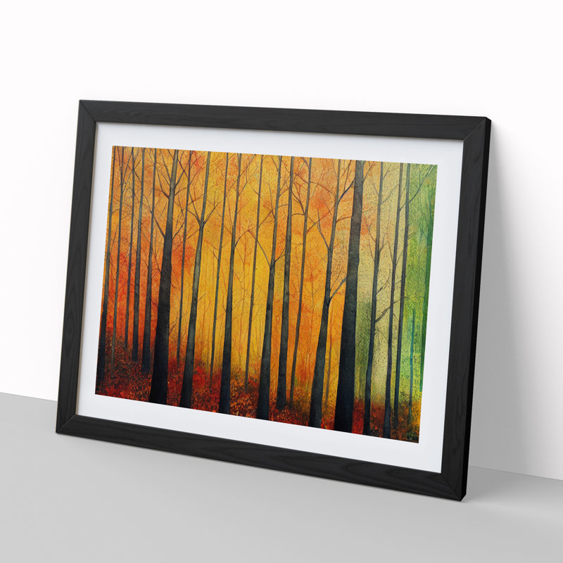 Autumn Forest In Abstract Vol.3 - Single Picture Frame Print, Black, 46cm H x 64cm W