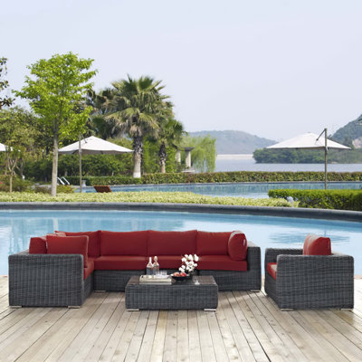 Invite 7 Piece Outdoor Patio Sunbrella Sectional Set