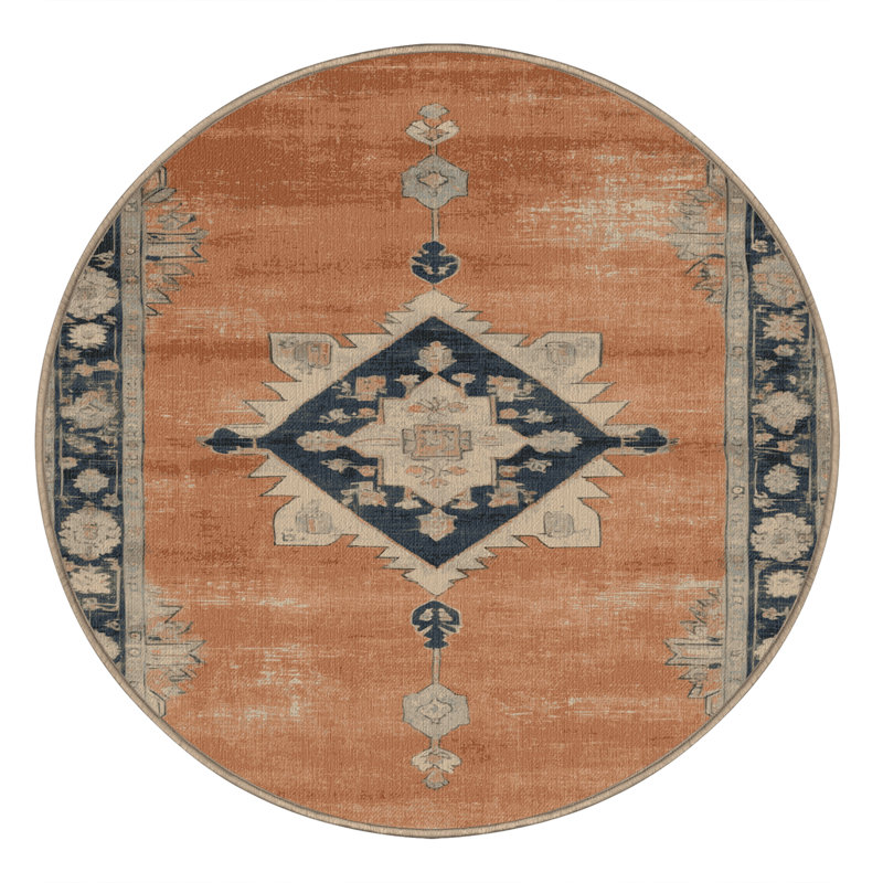 Tapis brun lavable à la machine, Rond 4 pi