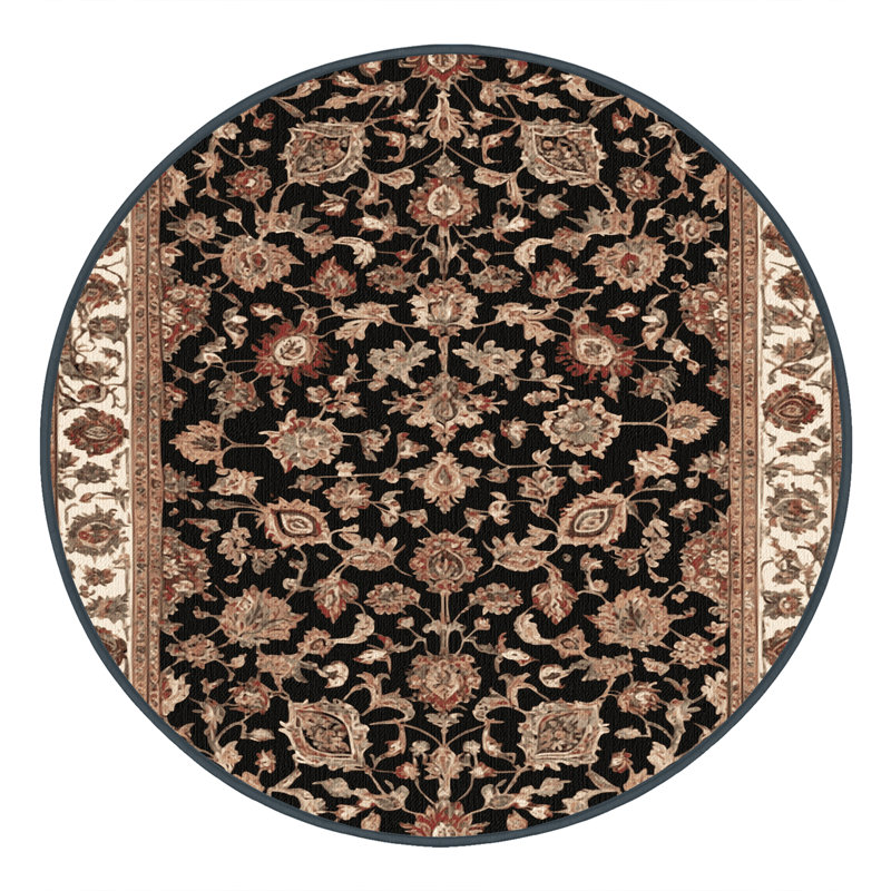 Tapis brun lavable à la machine, Rond 5 pi