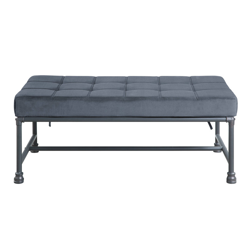 Brantley 48" Gray Velvet and Metal Industrial Bench