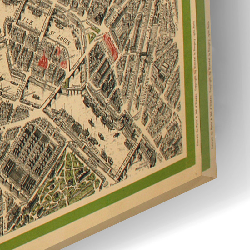 Art mural en verre, «Paris Map» par Williston Forge, H 12 po x l 16 po x P 0,13 po
