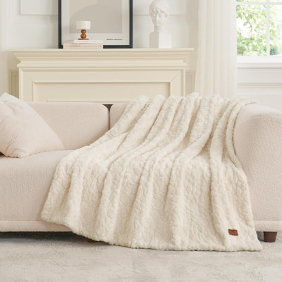 Soft Faux Fur Throw Blanket Rose-shaped Swirl Pattern Blankets Gift 55"×70"