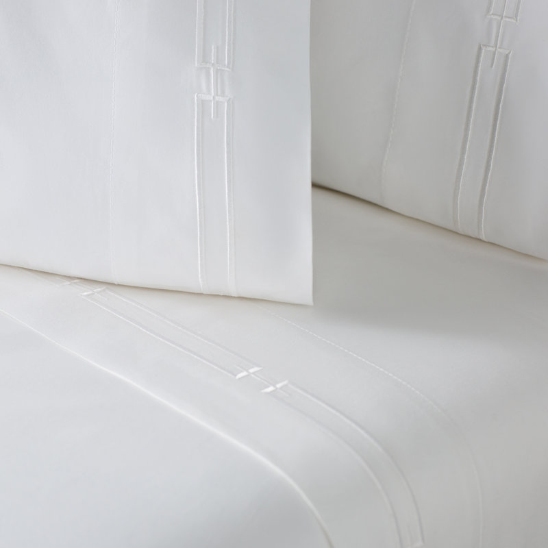 Taie d'oreiller en coton de qualité égyptienne à densité de tissage 420 fils Stanza, Blanc, Très grand