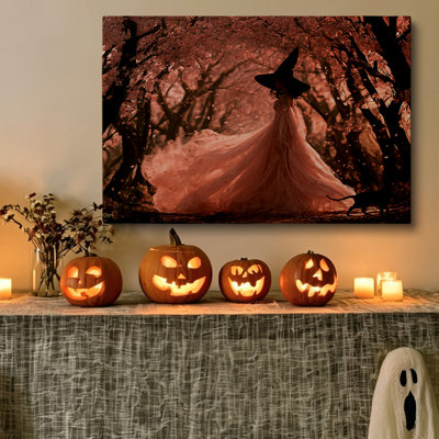 Ethereal Fantasy Witch Forest Canvas Wall Art 40*30 inch- Living Room Decor