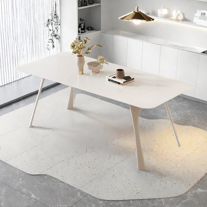 Modern light luxury cream style dining table, 29.53"H x 55.12"L x 31.5"W