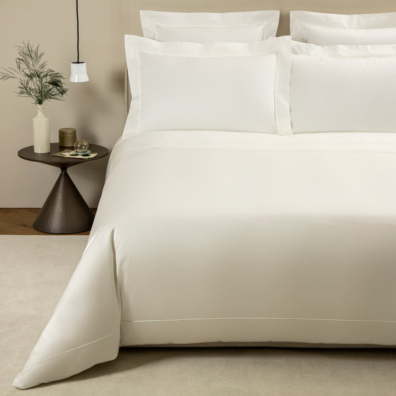 Grace Sateen Duvet Cover, Queen Duvet Cover, Milk