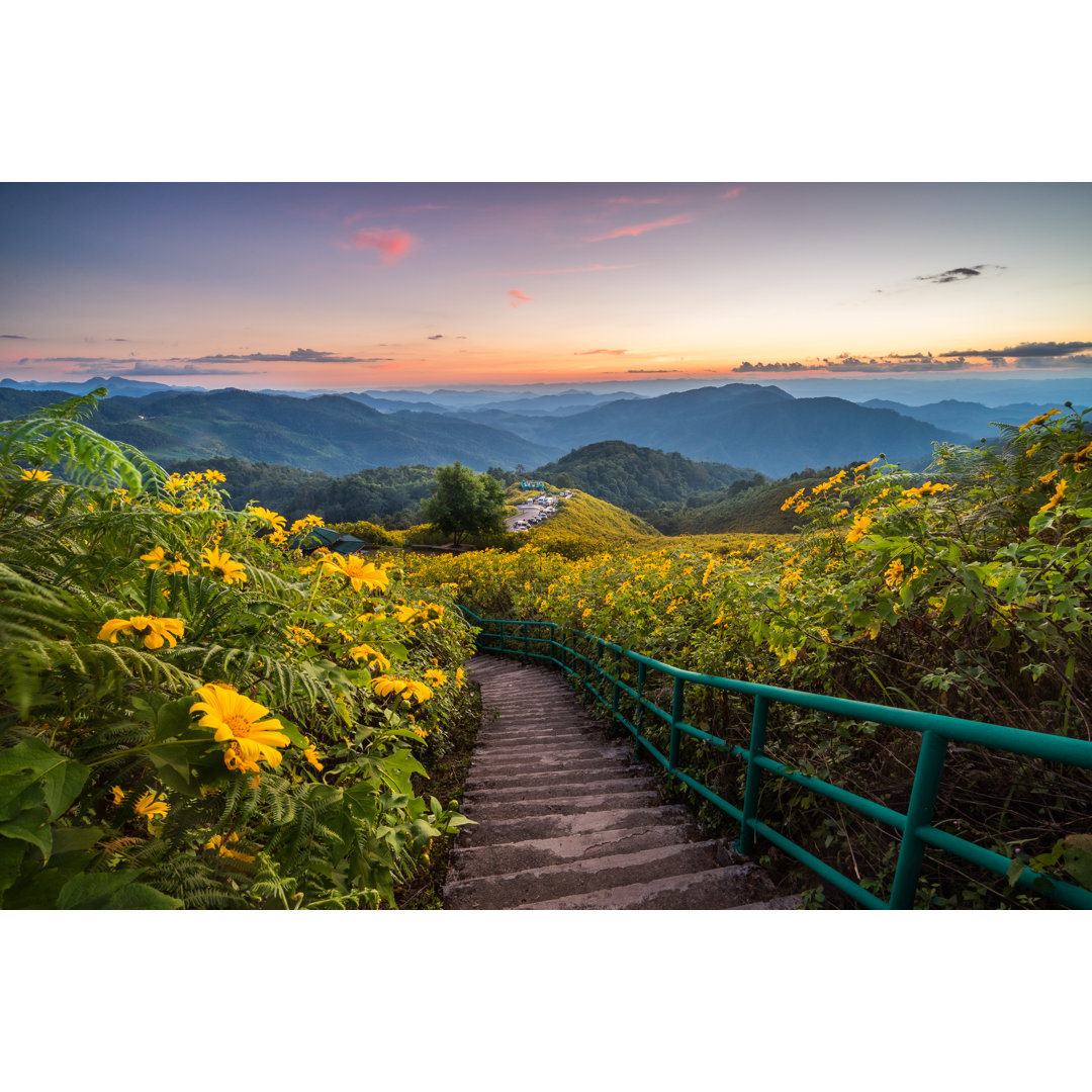 Blumen auf dem Berg von Yupiyan - Kunstdrucke auf Leinwand ohne Rahmen