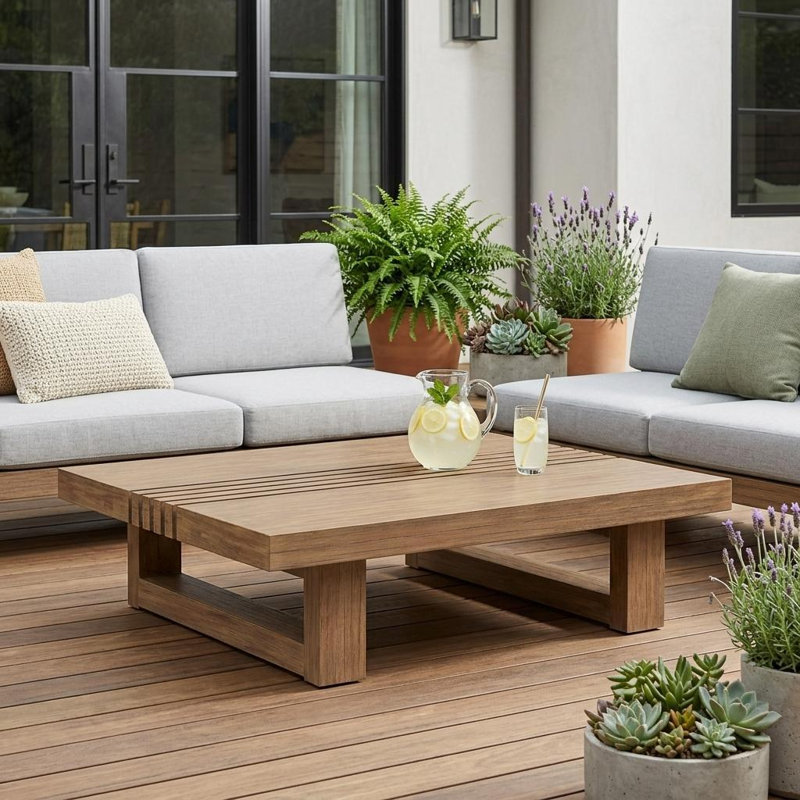Table basse d'extérieur en bois massif naturel 33 po