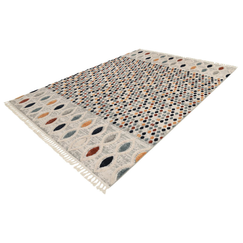 Contemporary Amarissa Area Rug Ivory-Multi Color, Rectangle 9' x 12'