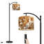 Lampe sur pied à arc avec abat-jour réglable champs de coton dorés ensoleillés Lampe sur pied chats ludiques papillons 3 températures de couleur Lampe à mât haut avec interrupteur au pied pour la chambre à coucher