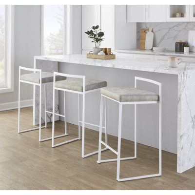 Ernestine Upholstered Stackable Bar & Counter Stool (Set of 3)