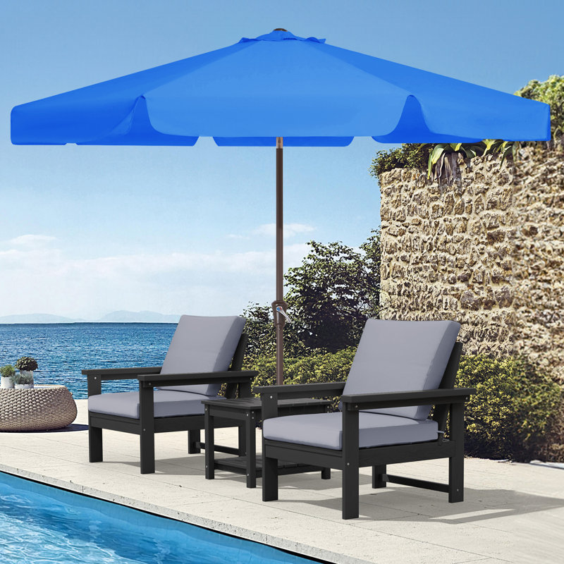 Parasol de marché pour patio extérieur, Bleu, H 97,6 po x l 108 po x P 108 po