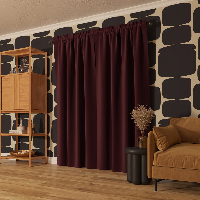 Wine Red 63" Blackout Rod Pocket Curtain Panel