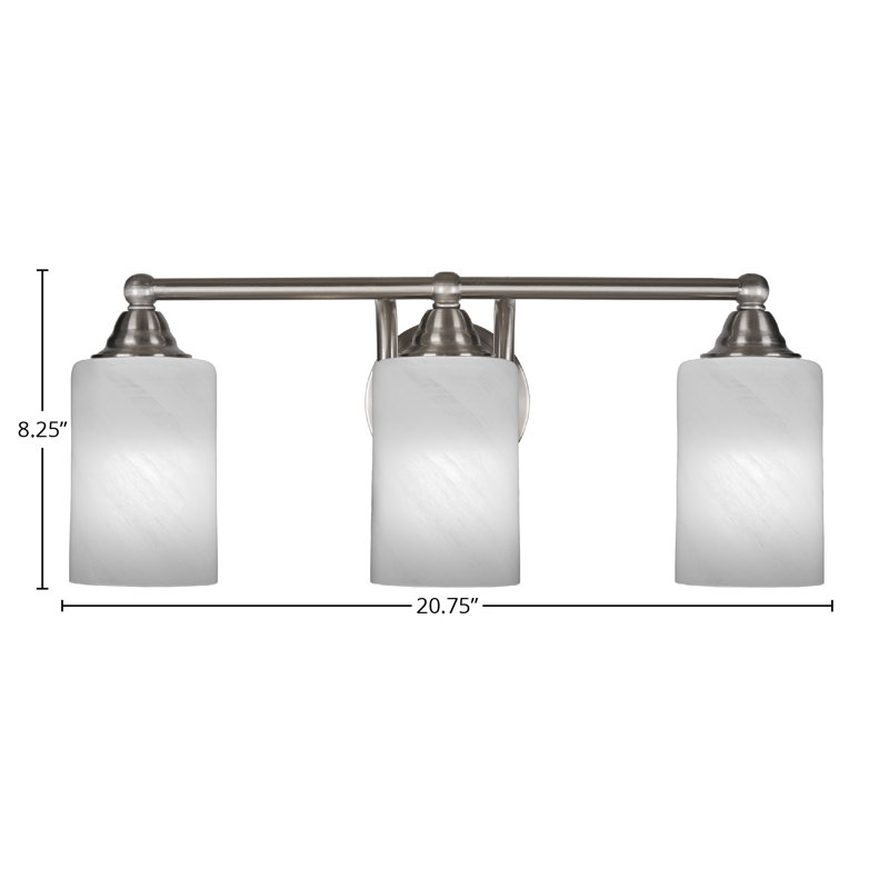 Michell 3-Light Bath Bar, White Marble, Brushed Nickel