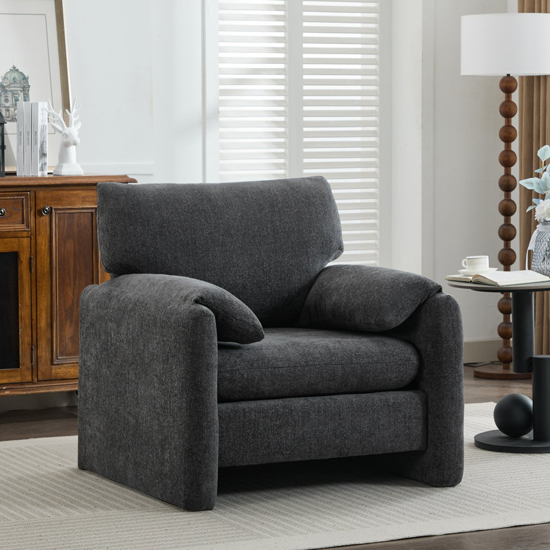 Fauteuil rembourré 36,4 po, Chenille grise foncée