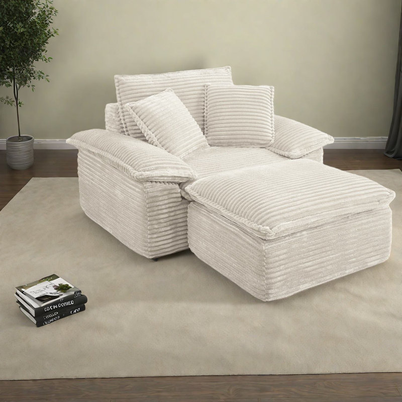 Canapés modulaires à compression, fauteuil en velours côtelé 47 pouces, chaise longue moderne