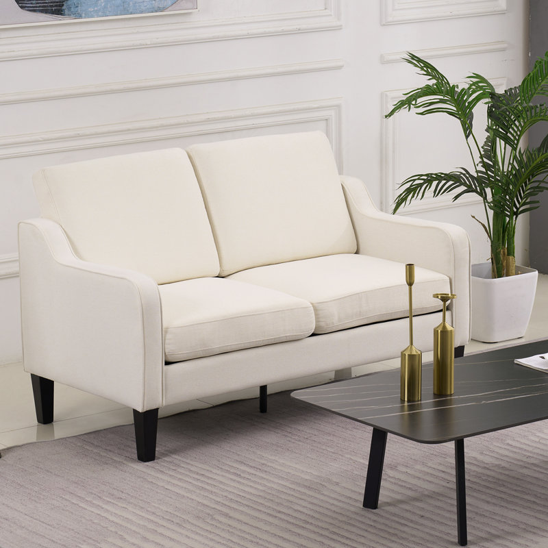 Sinya Upholstered 53.5'' Loveseat, Beige Linen Blend