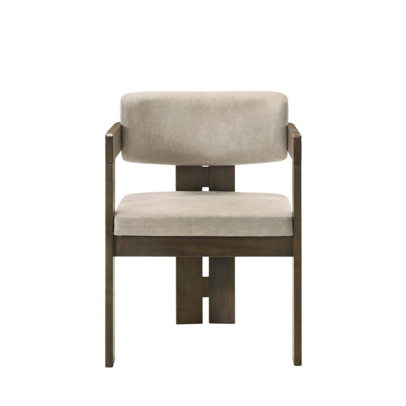Chaise d'appoint en microfibre polie et finition noyer gris clair