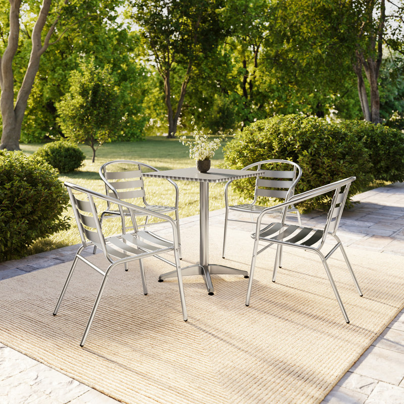 Ensemble de table de salle à manger Amadea, H 27,5 po x l 23,5 po x P 23,5 po, Argenté