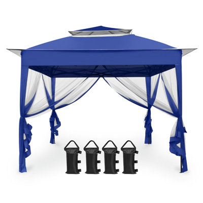 11 pi. L 11 pi. X P 11 pi. D Pavillon de jardin portatif avec filet de fermeture à glissière amovible