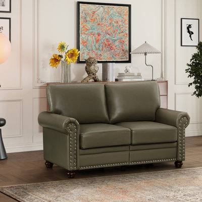 Fabrication moderne en similicuir taupe avec structure en cuir et pieds de salon