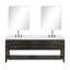 Meuble-lavabo double avec miroirs et tablette ouverte