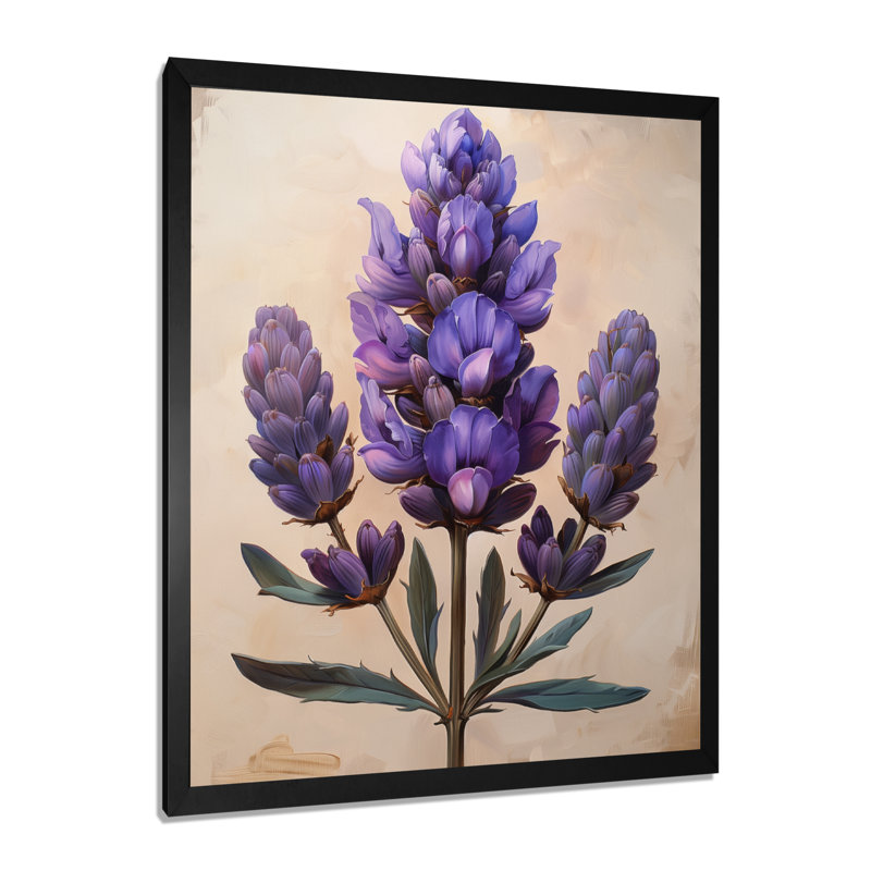 Mauve vert lilas Blooms II - lilas, art mural, Cadre simple noir, H 32 po x l 16 po x P 1 po