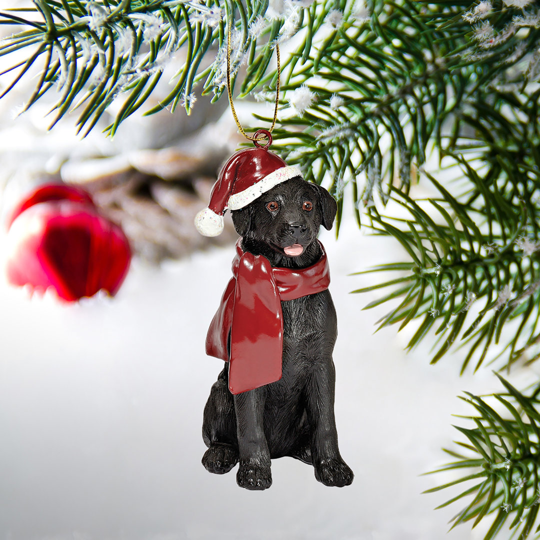 Black Labrador Retriever Holiday Dog Ornament Design Toscano