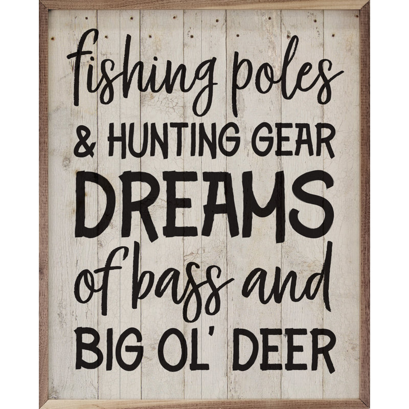 Fishing Poles And Hunting Gear Whitewash, 10" H x 8" W