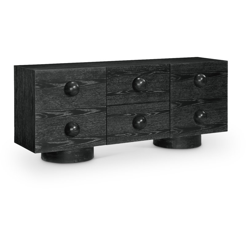 Kleintank Rubberwood with Veneer Sideboard / Buffet, Noir