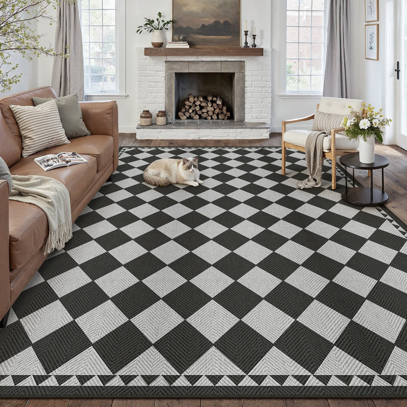  Tapis intérieur / extérieur Geovia, Black/Grey, Rectangle 8' x 10'
