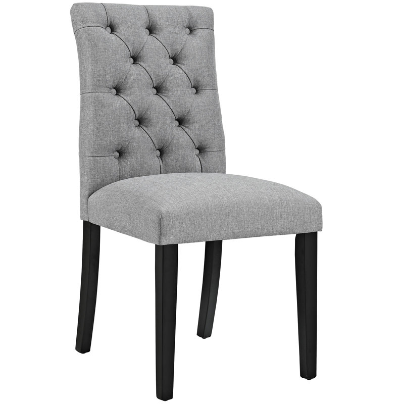 Modway Duchess Button Tufted Fabric Dining Chair, Light Grey Velvet