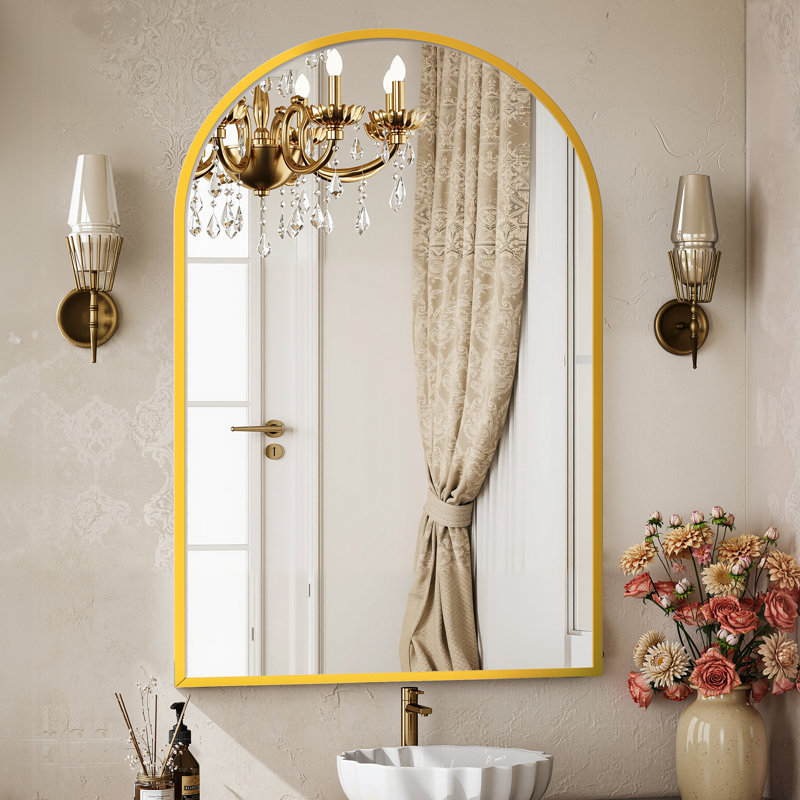 Dochas Aluminum Arch Mirror, Gold, 40" x 30"