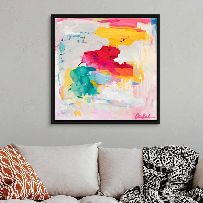 "Le présent" par Amira Rahim, reproduction d’art sur toile, Toile avec cadre noir, H 38 po x l 38 po x P 1,75 po