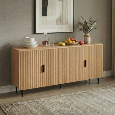 Buffet 64,8 po pour salle à manger, armoire de rangement moderne avec portes et tablettes réglables, crédence en bois pour la cuisine et le vestibule