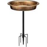 Redwan Oval Polyresin Bird Bath Bowl with Metal Stake 