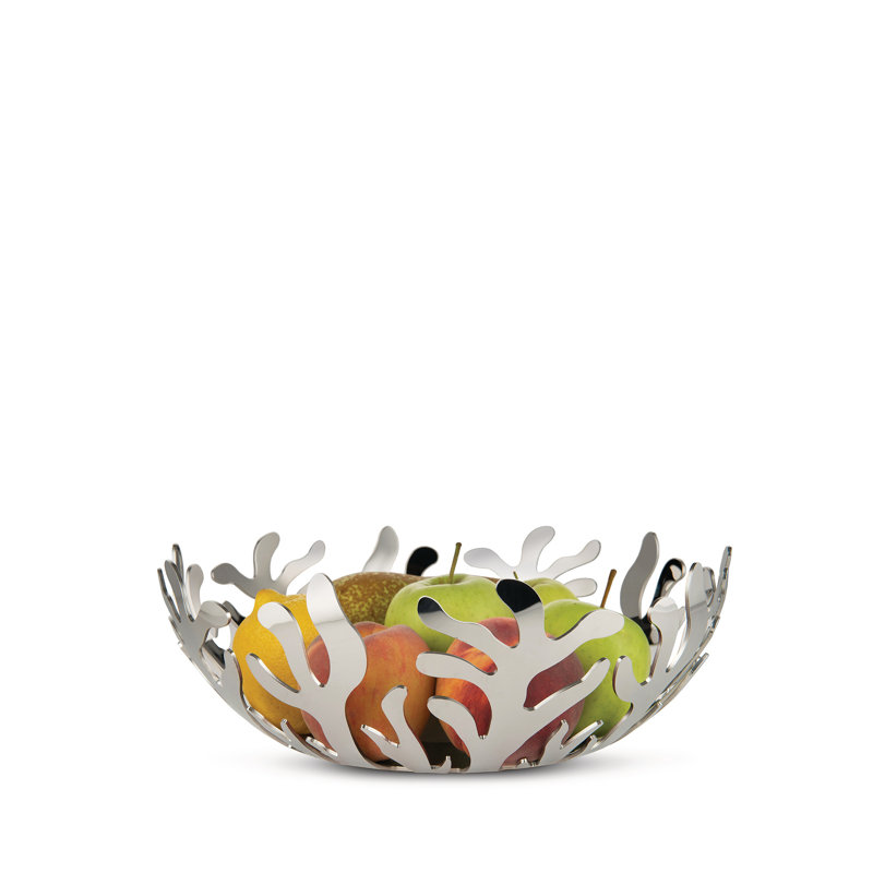 Alessi Stainless Steel Fruit Bowl, Polished Mirror, 10.8cm H x 29cm W x 29cm D