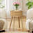 Round End Table with Solid Wood Legs-1350553396