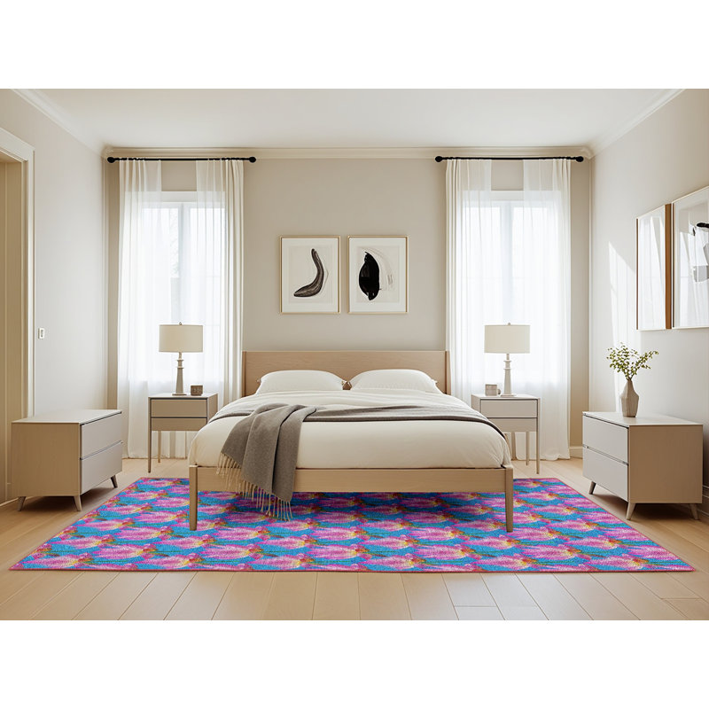 Tapis floral mauve / rouge, Rectangle 5 pi x 8 pi