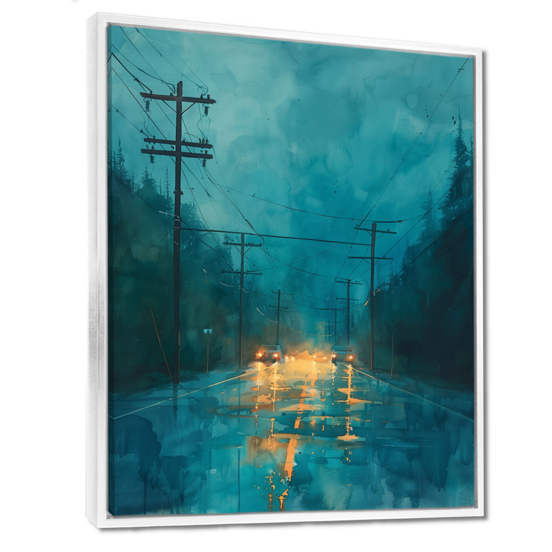 Blue Blue Energy Evolution Power Lines I - impression d'art mural, Cadre flottant blanc, H 24 po x l 32 po
