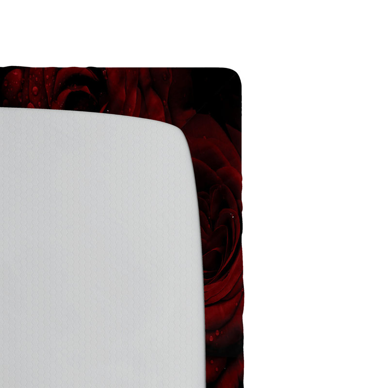 Ensemble de 2 draps-housses Ambesonne, Drap-housse de taille simple, Noir, rouge / floral 2